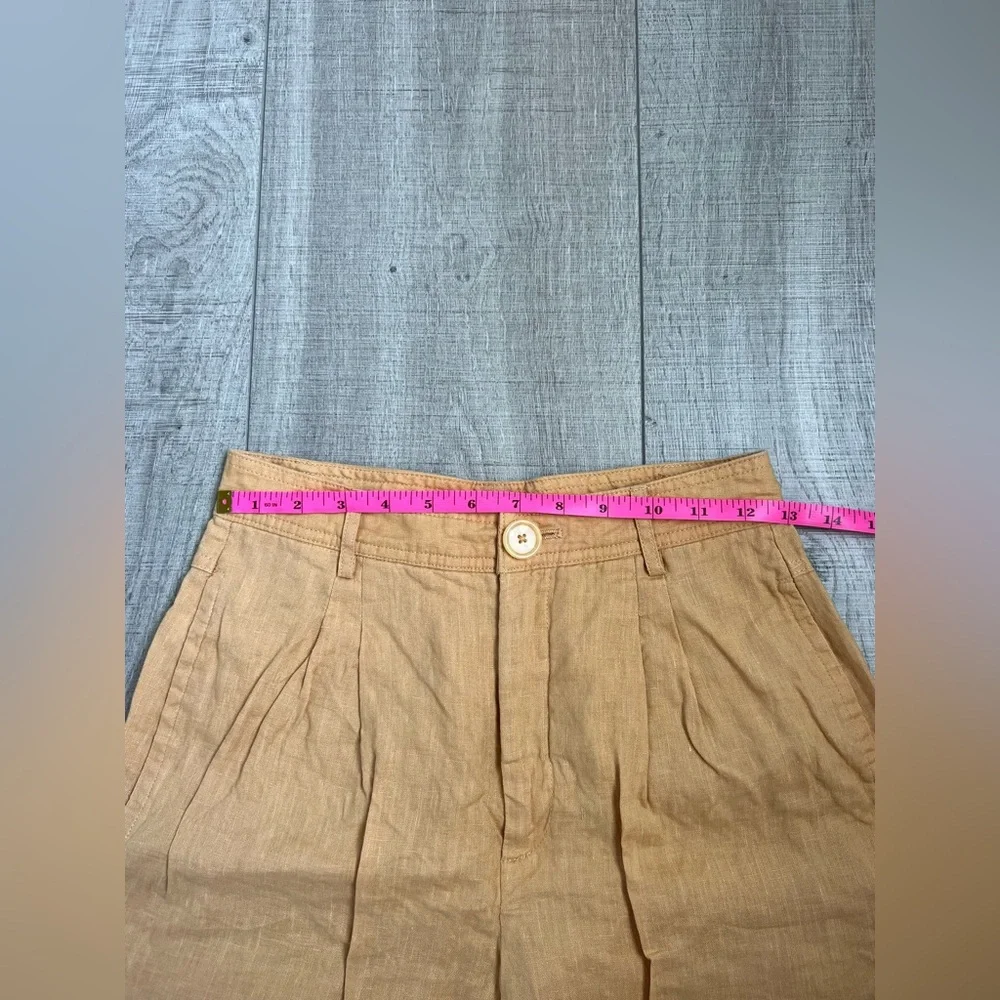 Mango straight leg linen trousers in orange